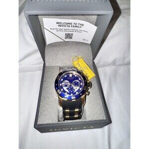 Invicta - Mens - Pro Diver Scuba - Chronograph Dial - Watch - Black & Gold Band